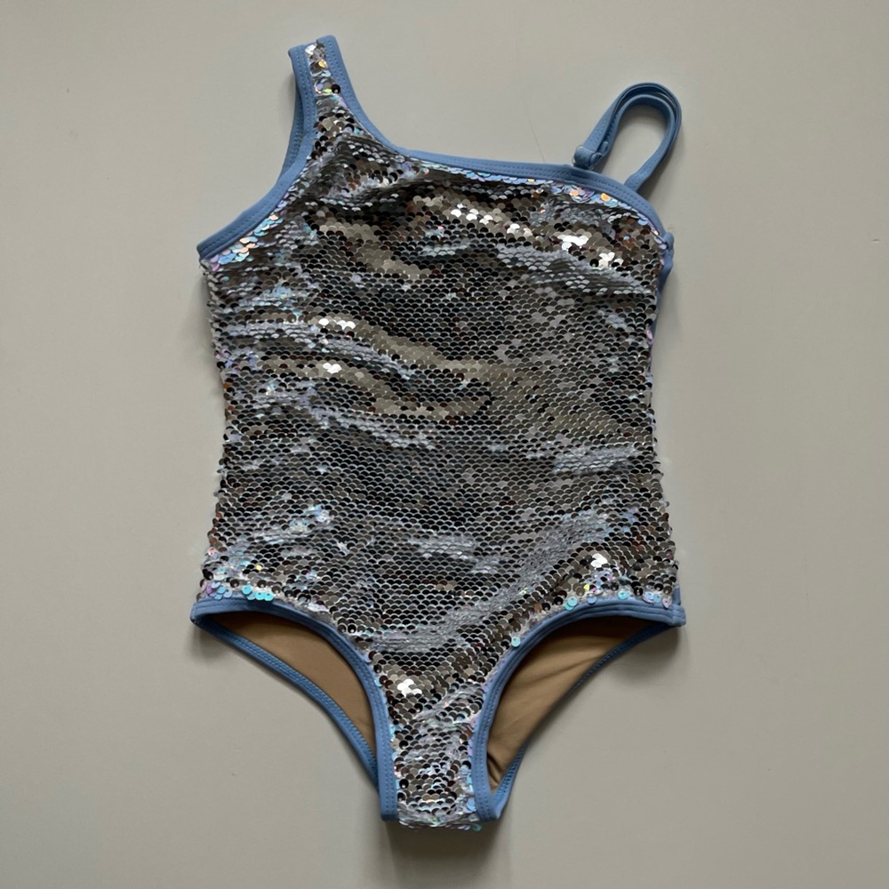 Shade Critters Girls One-piece One Shoulder Peri Flip Sequin Swimsuit - Size 3T - Picture 7 of 15
